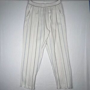 C&C California Linen Pants Thin Striped Elastic Waist Size Med Pull On‎ Beach
